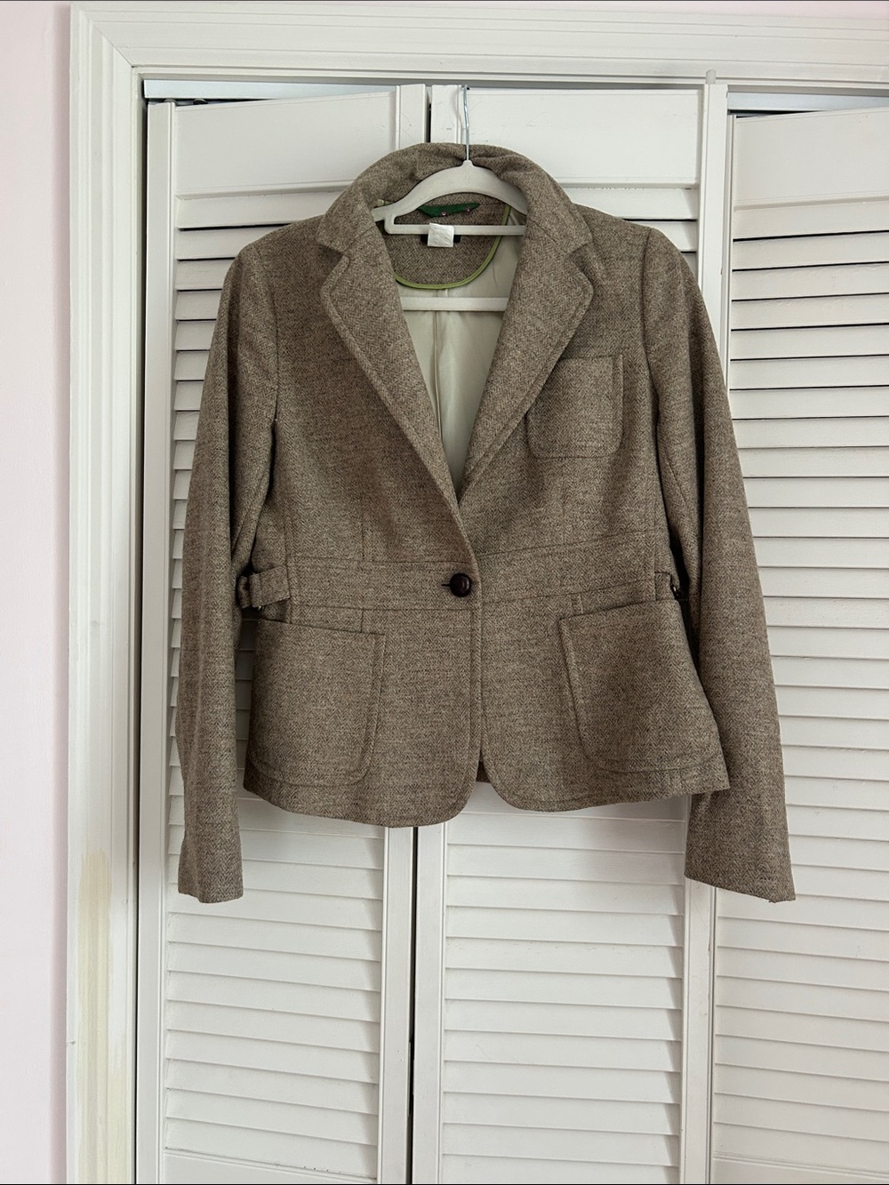J. Crew Taupe Tweed Single-Button Blazer